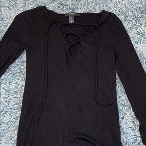 NWOT F21 ribbed lace up top